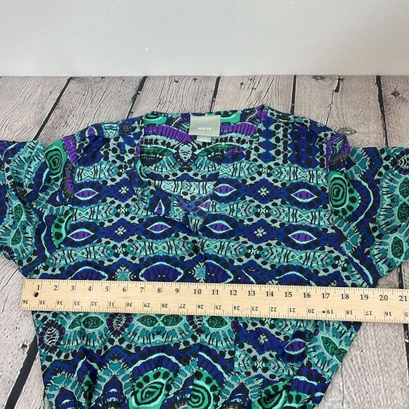 Maeve Anthropologie Ikat Shirt Dress Southwestern Print Green Blue size Large - Picture 15 of 16
